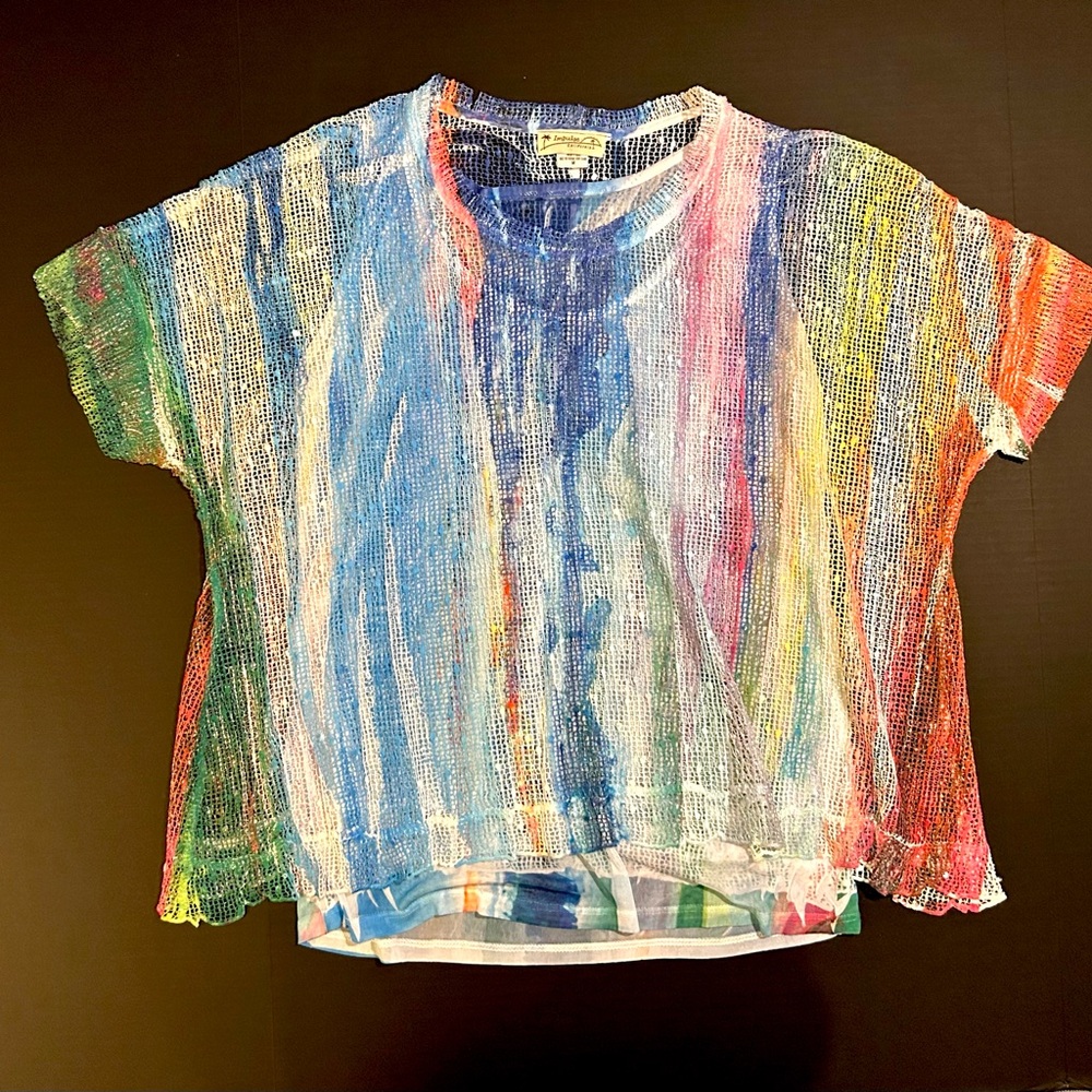 Impulse California Colorful Wide Netted Top Artistic Coastal Grandma